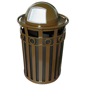 Witt Industries Decorative Collection Dome Top Outdoor Garbage Cans in Brown