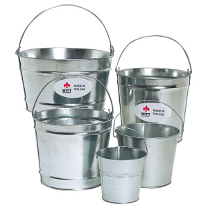 Witt Industries Pails Collection Outdoor Trash Cans in Galvanized Metal