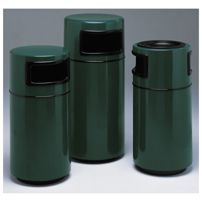 Witt Industries Fiberglass Round Side Entry Collection Trash Container in Green
